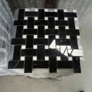 Pob tawb Weave Nero Marquina Mosaic