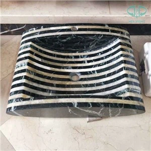 Dub Thiab Dawb Marble Sink