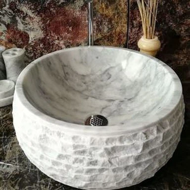 Chiseled Marble Vessel Sink