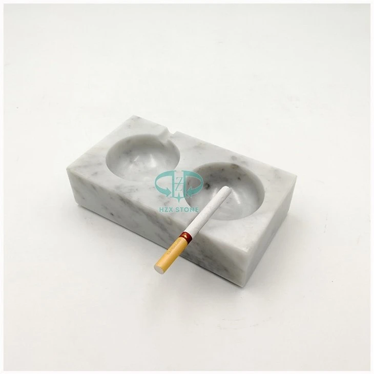 White Marble  Squre Double Ashtray