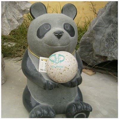 Dub Granite Pob Zeb Panda Sculpture ntawm Graden