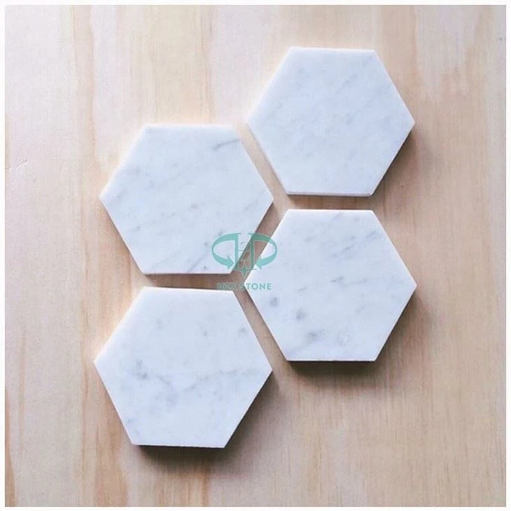 Hexagon White Marble Coaster